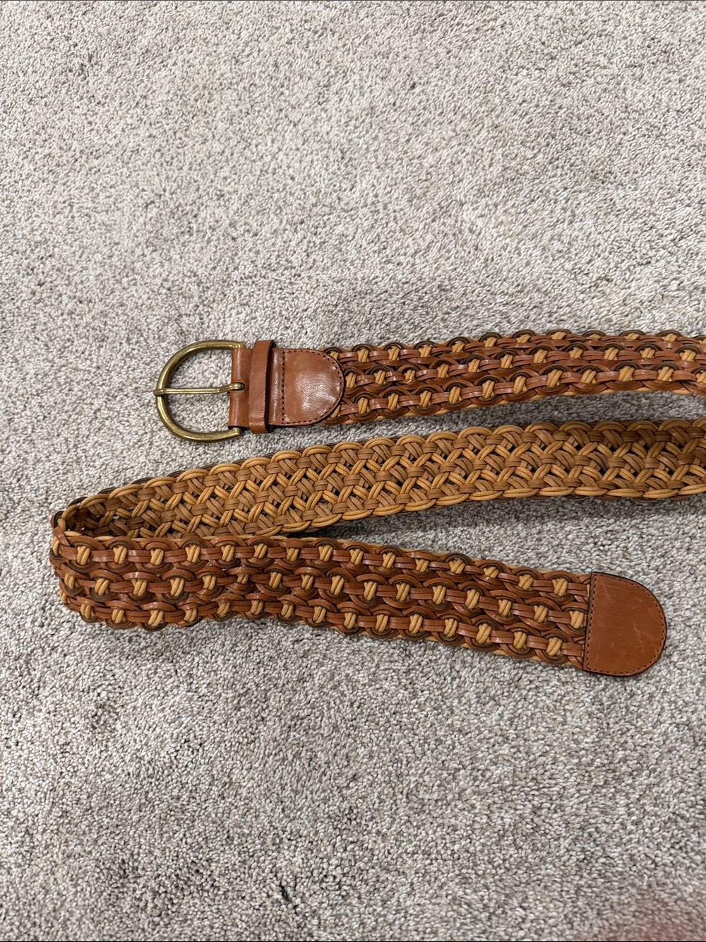 LOFT Woven Leather Belt in Tan and Brown